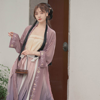 Shilixiang 十里香 宋制汉服 紫芊儿 女士宋抹长褙子百褶裙 紫色 S