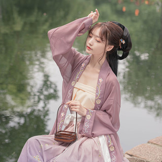 Shilixiang 十里香 宋制汉服 紫芊儿 女士宋抹长褙子百褶裙 紫色 S