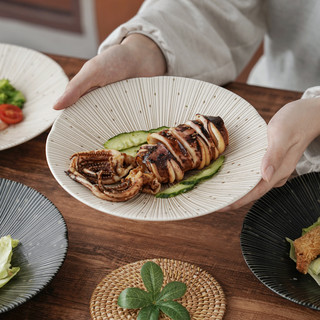 MinoYaki 美浓烧 日式简约网红陶瓷餐具家用创意早餐餐盘8.5英寸大盘套装