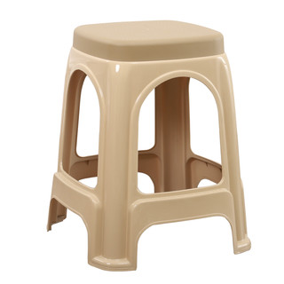 塑料凳子成人家用客厅餐桌椅板凳加厚椅子北欧款浴室茶几小号矮凳 小号带盖卡其色