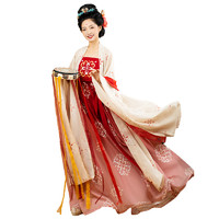 Shilixiang 十里香 唐制汉服 女士直领大袖衫诃子裙 SLX022 红色渐变 S
