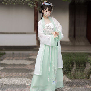 Shilixiang 十里香 宋制汉服 竹叶青 女士抹胸直领长衫齐腰裙 绿色 M