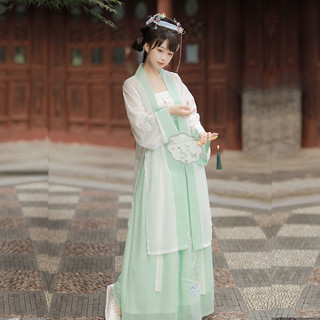 Shilixiang 十里香 宋制汉服 竹叶青 女士抹胸直领长衫齐腰裙 绿色 M