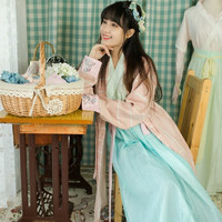 浅画青杏 汉服 织云 女士长褙子 刺绣款 粉色 定制