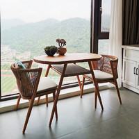 紫叶（ziye）阳台桌椅藤椅组合北欧现代简约椅子网红创意一桌两椅藤椅三件套