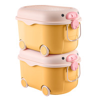 XINGYOU 星优 X-8800 带轮式收纳箱 猪猪造型 71L*2个 稻壳黄