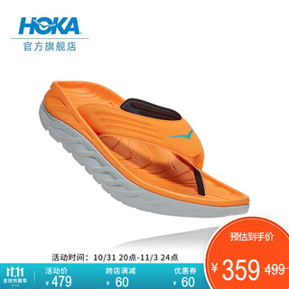 HOKA ONE ONE 男女款Ora Recovery休闲运动舒缓拖鞋厚底人字拖夏季新品 炽热橙 / 月岩灰-男 44/280mm