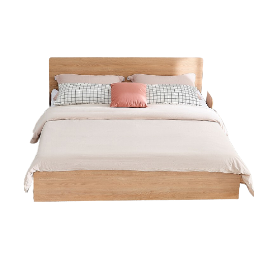家居 床简约卧室家具木板床  1.5米北欧原木色双人床