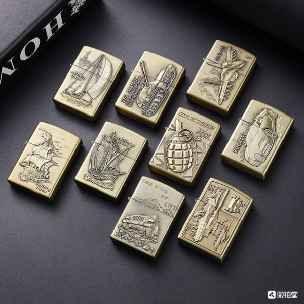 浮雕金属打火机56x39x14mm四面环绕雕刻立体浮雕自用收藏佳选