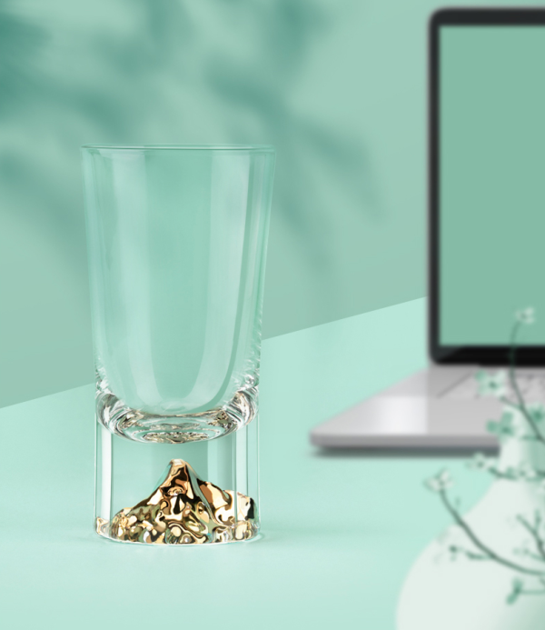 故宫文创青碧山水鎏金水晶玻璃杯礼盒220x170x90mm