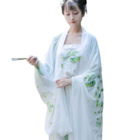 SANSHANJIU 三山氿 汉服 绿银杏 女士对襟大袖衫 白色 S