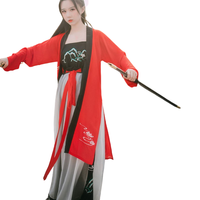 SANSHANJIU 三山氿 汉服 白玉京系列 寻千年 女士对襟长褙子 黑红色 S