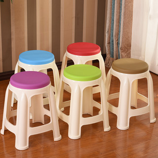 和大人 塑料凳子 凳子家用 圆凳高凳 换鞋凳防滑 餐椅 塑料凳 板凳 咖啡色1把装