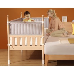 BoBDoG 巴布豆 高同学实木儿童床无缝拼接床大床婴儿床高护栏床