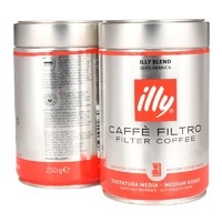 illy 意利 意式中度/深度烘焙过滤式黑咖啡粉250g罐装浓缩手冲咖啡