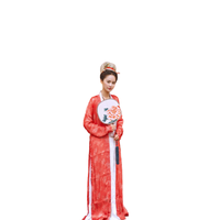 天衣坊 宋制汉服 女士长褙子齐腰下裙 红色+白色 定制