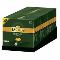 JACOBS Krönung Crema 咖啡胶囊，200 粒 Nespresso 兼容胶囊，10 包，10 x 20 杯，1040 克