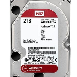 Western Digital 西部数据 红盘Pro系列 3.5英寸 NAS硬盘 2TB (CMR、7200rpm、64MB) WD2002FFSX