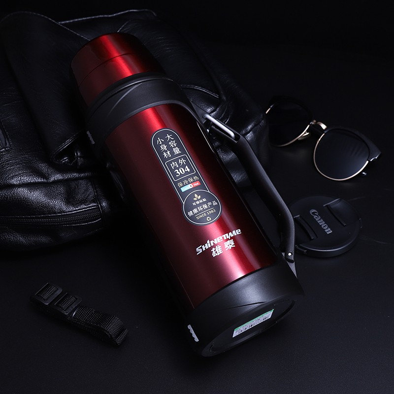 雄泰 保温杯男女水杯子大容量商务户外保冷瓶车载旅行壶1200ml 红色