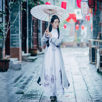 南风汉韵 宋制汉服 墨竹沉香 男女款一片式四破裙 20190523 白色 M