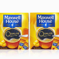 麦斯威尔 Maxwell 咖啡进口速溶冻干粉小金条黑咖啡便携装25条*2盒