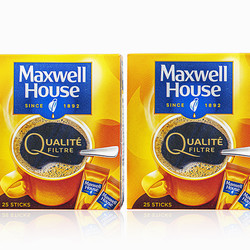 Maxwell House 麦斯威尔 Maxwell 咖啡进口速溶冻干粉小金条黑咖啡便携装25条*2盒
