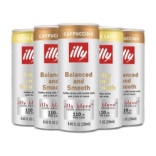 illy 意利 咖啡饮料组合装 2口味 250ml*4罐（拿铁风味250ml*2罐+卡布奇诺250ml*2罐）