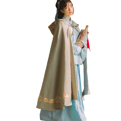 SANSHANJIU 三山氿 汉元素 流云百蝠 男女款斗篷 豆绿