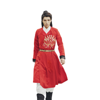 SANSHANJIU 三山氿 唐制汉服 孔雀大明王 男女款圆领袍 红色 M