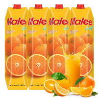 有券的上：Malee 玛丽 果汁饮料橙汁大瓶 1L*4瓶