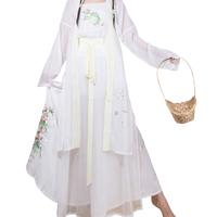 SANSHANJIU 三山氿 汉服 黄粉合欢 女士直领对襟长褙子 黄白色 S