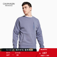 Calvin Klein CK运动 男装时尚长袖圆领胸前经典潮流运动卫衣 4MS0W374 059-灰色 L