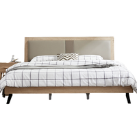 QuanU 全友 106311+105069 北欧板式床+床垫+床头柜*2 原木色 1.8m床