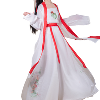 SANSHANJIU 三山氿 汉服 红白合欢 女士直领对襟长褙子 红白色 S