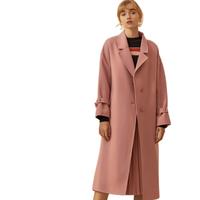 MECITY 女士羊毛长款大衣 533590 玫粉色 M