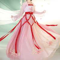 柳汀居漢服 汉服 十二花神令 桃仙 女士对襟上衫 粉色 S