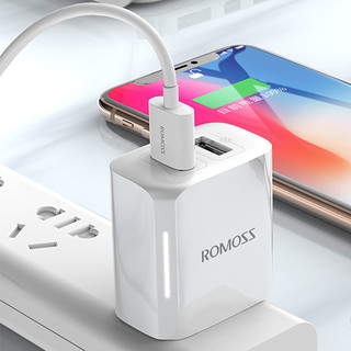 ROMOSS 罗马仕 AC12T 手机充电器 双USB-A 10.5W 白色