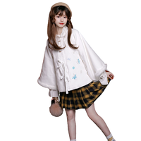 SANSHANJIU 三山氿 汉元素 晴日 女士方领半袖披袄 白色 S