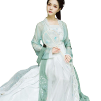 SANSHANJIU 三山氿 汉服 清霄浮烟 女士直领对襟上襦 绿色 M