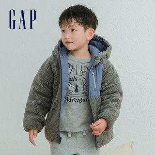 Gap2-14岁男女童幼童仿羊羔绒两面穿棉服冬新款童装