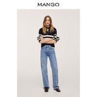 MANGO 芒果 女装毛衣2021秋冬新款条纹针织高领长袖休闲百搭毛衣