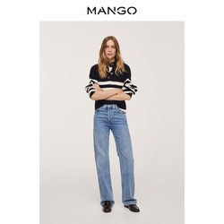 MANGO 芒果 女装毛衣2021秋冬新款条纹针织高领长袖休闲百搭毛衣