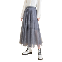 Puella 女士长款半身裙 2J11014XT 灰色 S