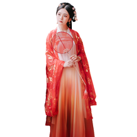 JUANCAOHANFENG 卷草 汉服 山楂 女士直领对襟大袖衫 红色 M