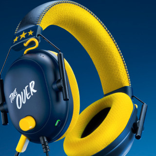 RAZER 雷蛇 旋风黑鲨 V2 CouRage JD特别版 耳罩式头戴式降噪有线耳机 蓝色 3.5mm/USB口