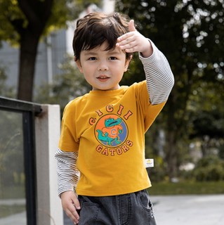 cicibear 齐齐熊 QQ7751 儿童长袖T恤 黄色 80cm