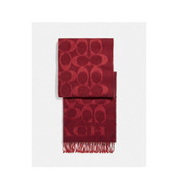 COACH 蔻驰 女士经典logo印花机织红色围巾披肩F76384