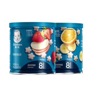 88VIP：Gerber 嘉宝 泡芙苹果草莓+香蕉橙子宝宝零食婴儿辅食49g*2罐8月龄