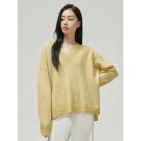 MECITY 绵羊毛MECITY女装2020冬季新款宽松时尚休闲花织V领套头毛衣女_622