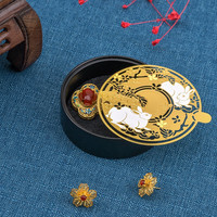 故宫文化 金桂浮月收纳盒 8X8×2.4cm 创意国风储物首饰盒